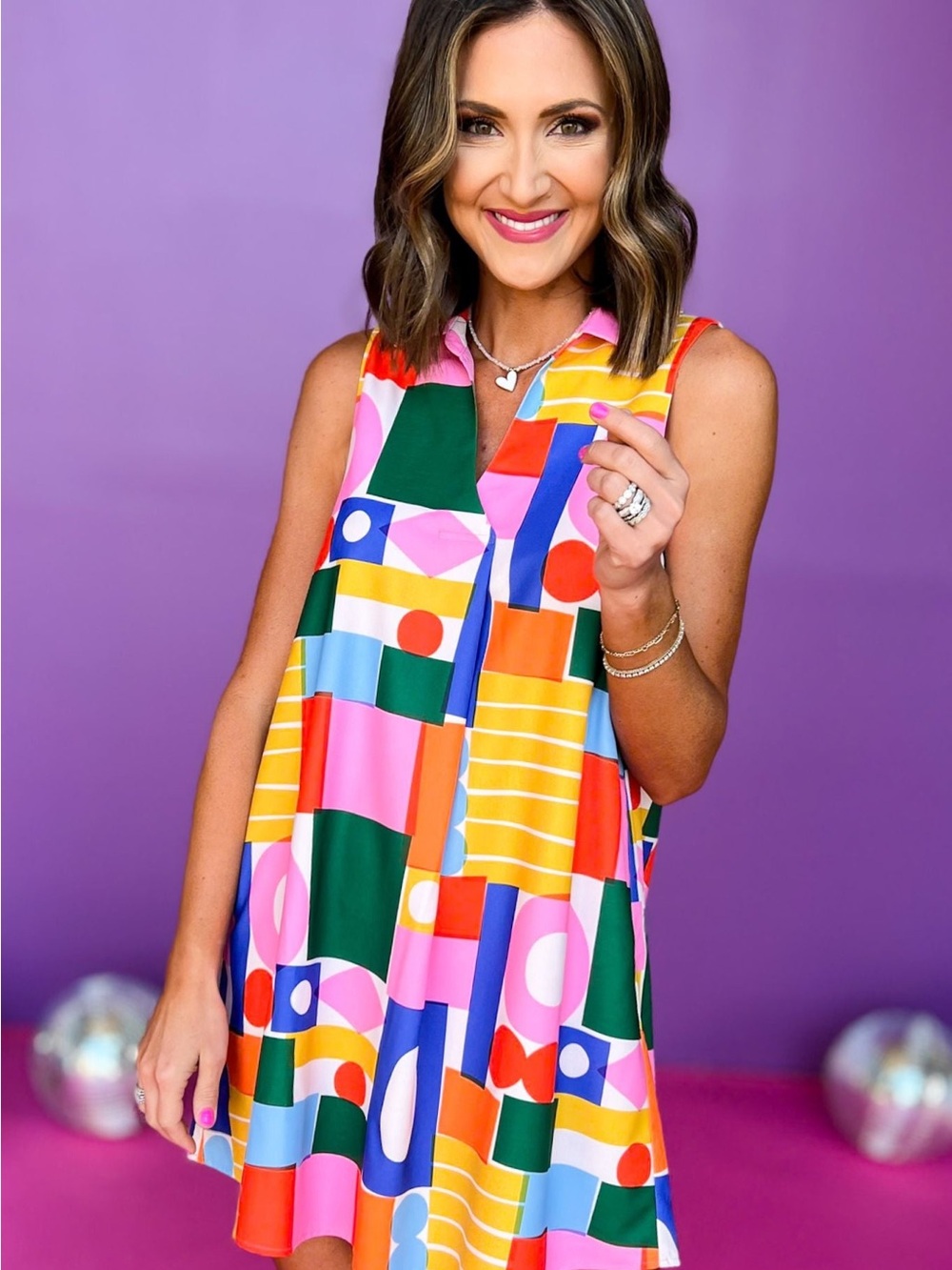 SSYS Elise Sleeveless Geometric Print Shift Dress - Multi